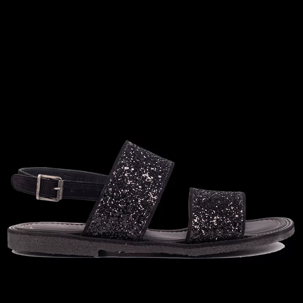 Shop Sandal Med Funklende Sort Glitter Dame Sandaler | Bred Pasform